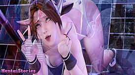 와, 틴 18+가 게임에서 엉덩이 입으로 액션 격렬!