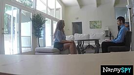 Been caught stealing? Slutty nanny lets boss empty balls inside her!