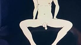 in this anime hentai, the babe stares at his huge penis while cartoon fuckin