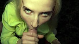 So this stunning blonde Euro babe got a deep hard cock outdoors.