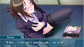 The cute teacher with glasses hides her lust while bound and masturbating.