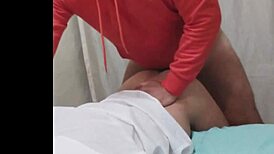 The gay nurse gets bent over for hardcore sex.