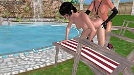 Cute lesbian girls in 3D anime fucking from behind 😍