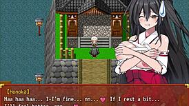 Sacerdotisa do santuário Honoka se dedando em ação de anime