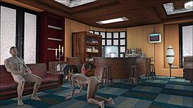 בחורה מ-Fallout 4 מצצת חזק עם ויברטור בתחת