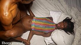 Skinny black girl begs, don't go too deep