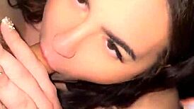 Rubynalexfantasy delivers sloppy wet blowjob before work in homemade video.