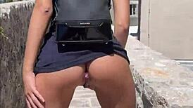 pov teen flashes tits and gets face fucked in tourist hotspot