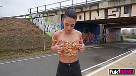 Nuria Millan Gets Licked And Banged In Public Group Sex With Blowjobs And Assfucking 😈