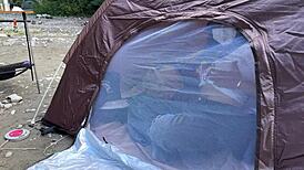 Outdoor Camping Babe Gives Stealthy Tent BLOWJOB SEX!