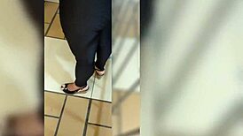 Mature woman in leggings on the street