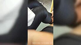 Mature woman in leggings on the street