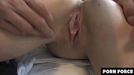 flexible teen gets both holes stuffed by daddy hard
