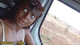 My beautiful black girlfriend bent over for blowjob outdoors 😍