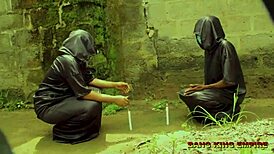 mature babe rides big dick in local bush