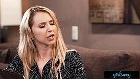 Busty lesbian dives deep into my pussy with intense licking