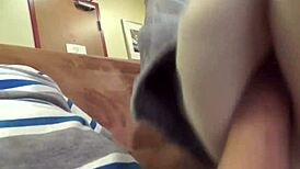 Goddess gives cum sock footjob with bare feet