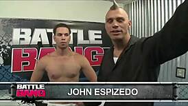 Mulani Rivera enjoys hot cum on her big tits after blowjob.