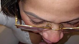 Friend's Mom Catches Me with Her Thong, Sucks Me Off. Wild Blowjob Ends with Mouth Finish!