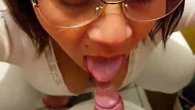 Friend's Mom Catches Me with Her Thong, Sucks Me Off. Wild Blowjob Ends with Mouth Finish!