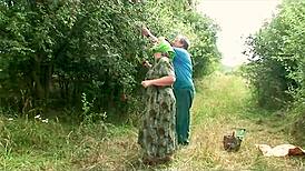 Grandparents discover nymphomaniac nymph at picnic for passionate oral, blowjob, and handjob sex