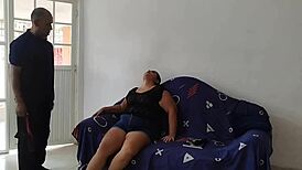 Perverted neighbor fucks me with big cock, leaving cum in my big vagina