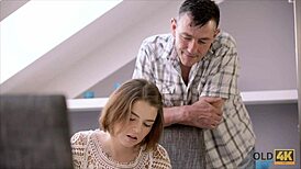 Hey, see this old wise gentleman charm a young beautiful girl?