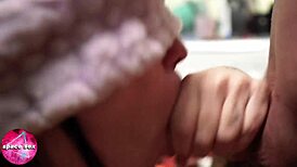 I’m stunned by this blindfolded brunette deepthroating a huge cock POV