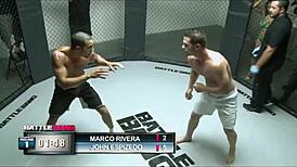 Mulani Rivera enjoys hot cum on her big tits after blowjob.