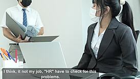 Office manager tries seducing staff for steamy anal play. Wanna join?