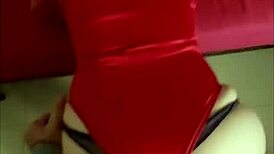 French Amateur In Red Satin Body Suit Bent Over For Pussy Fucking And Dirty Talk