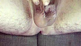 jerking off my big uncircumcised cock in the bedroom