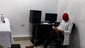 In USA hospital perverted OLD doctor in uniform MASTURBATES after treating sexy YOUNG Latina patient