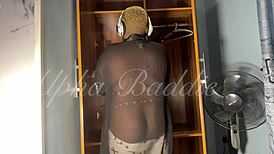 Wardrobe series episode 1, she's stripping down to show those natural tits and tight pussy