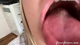 tongue saliva throat fetish gets wild with this skinny blonde teen amateur.