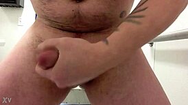Amateur stroking his cock until he cums hard