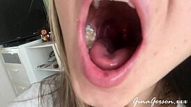 tongue saliva throat fetish gets wild with this skinny blonde teen amateur.