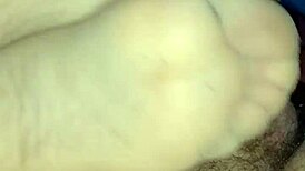 sensual homemade footjob with tan nylons feels so teasing