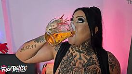 Holy Hell! Busty Inked Ashley Cumstar Gets Ass Fisted, Piss Spewed, and Roughly Fucked with Creampie!