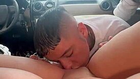 Stranger convinces Asian babe to fuck in public car