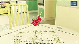 Sunshine love shows her big tits in 3d game