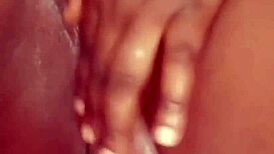 Ebony masturbates to dripping orgasm