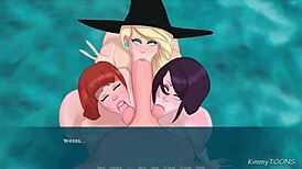 Halloween Party Foursome with Deepthroat and Creampie