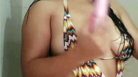 this latina lesbian couldn't find a partner, so she satisfied herself intensely