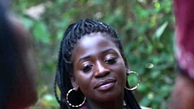 just chilling with ebony babes in a hot threesome