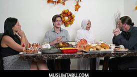 muslimtabu - banging girlfriend in hijab at thanksgiving dinner!