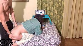 This Stud Fucks Me Doggy Style While I Watch Old Hot Videos!