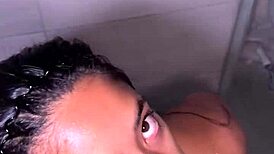 cute brunette blowjob to bbc in bathroom?