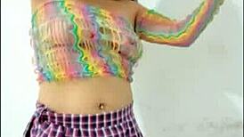 Young Latina Opens Wet Pussy, Inserts Pink Dildo for Solo Show.