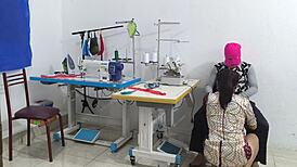 intense seduction in the sewing workshop